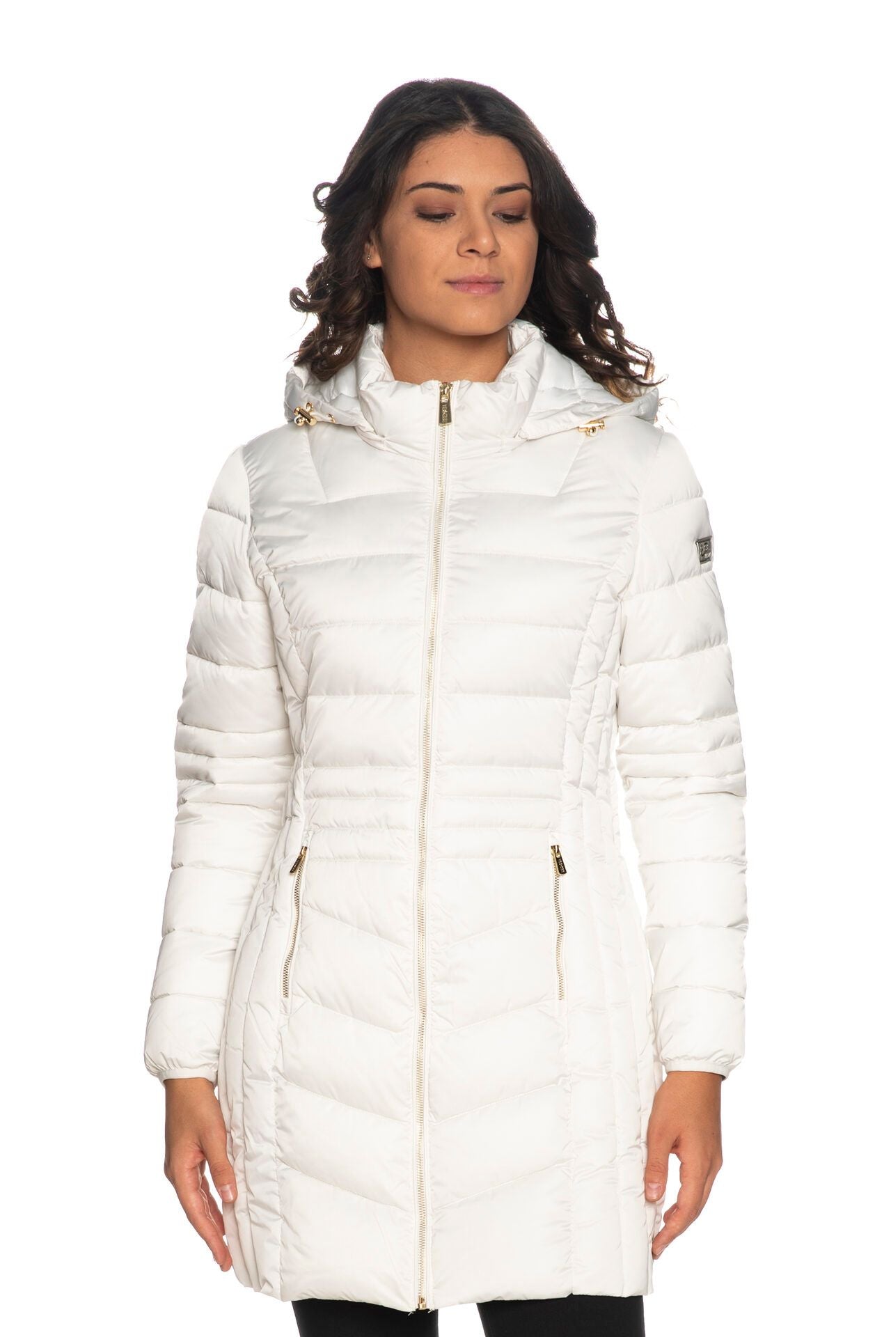 Yes Zee Elegant White Puffer Hoodie Jacket