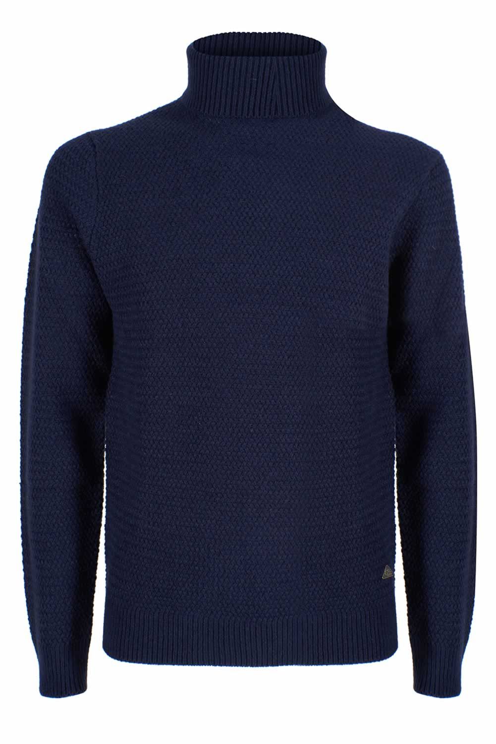 Yes Zee Chic Dark Blue Turtleneck Sweater for Men