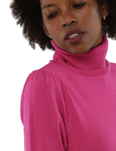 Yes Zee Fuchsia Turtleneck Sweater with Cuffs