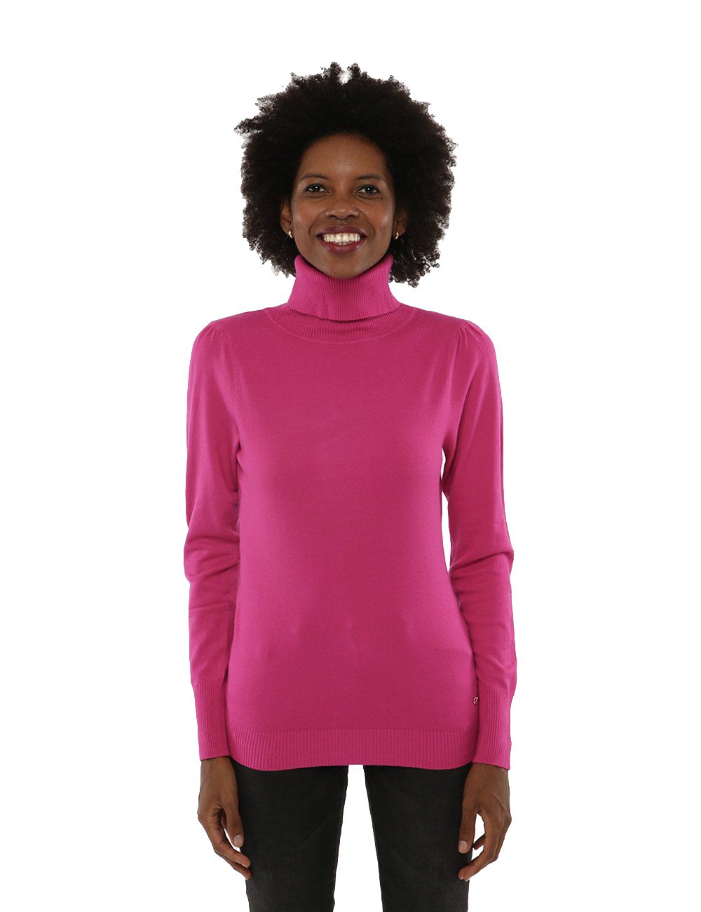 Yes Zee Fuchsia Turtleneck Sweater with Cuffs