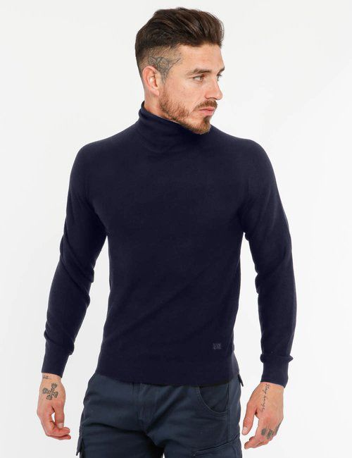 Yes Zee High-Collar Cozy Sweater in Blue