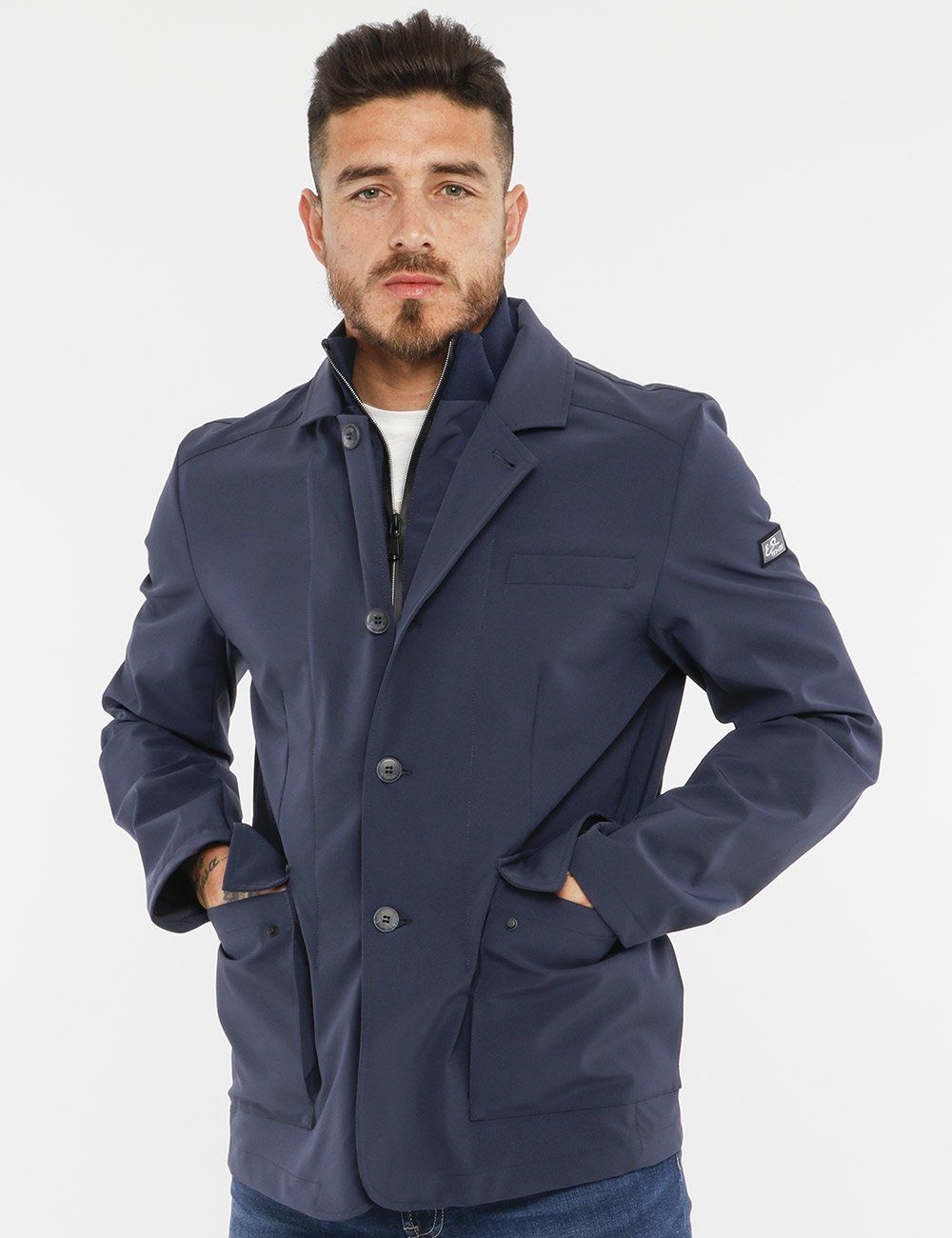 Yes Zee Elegant Blue Windbreaker with Inner Waistcoat