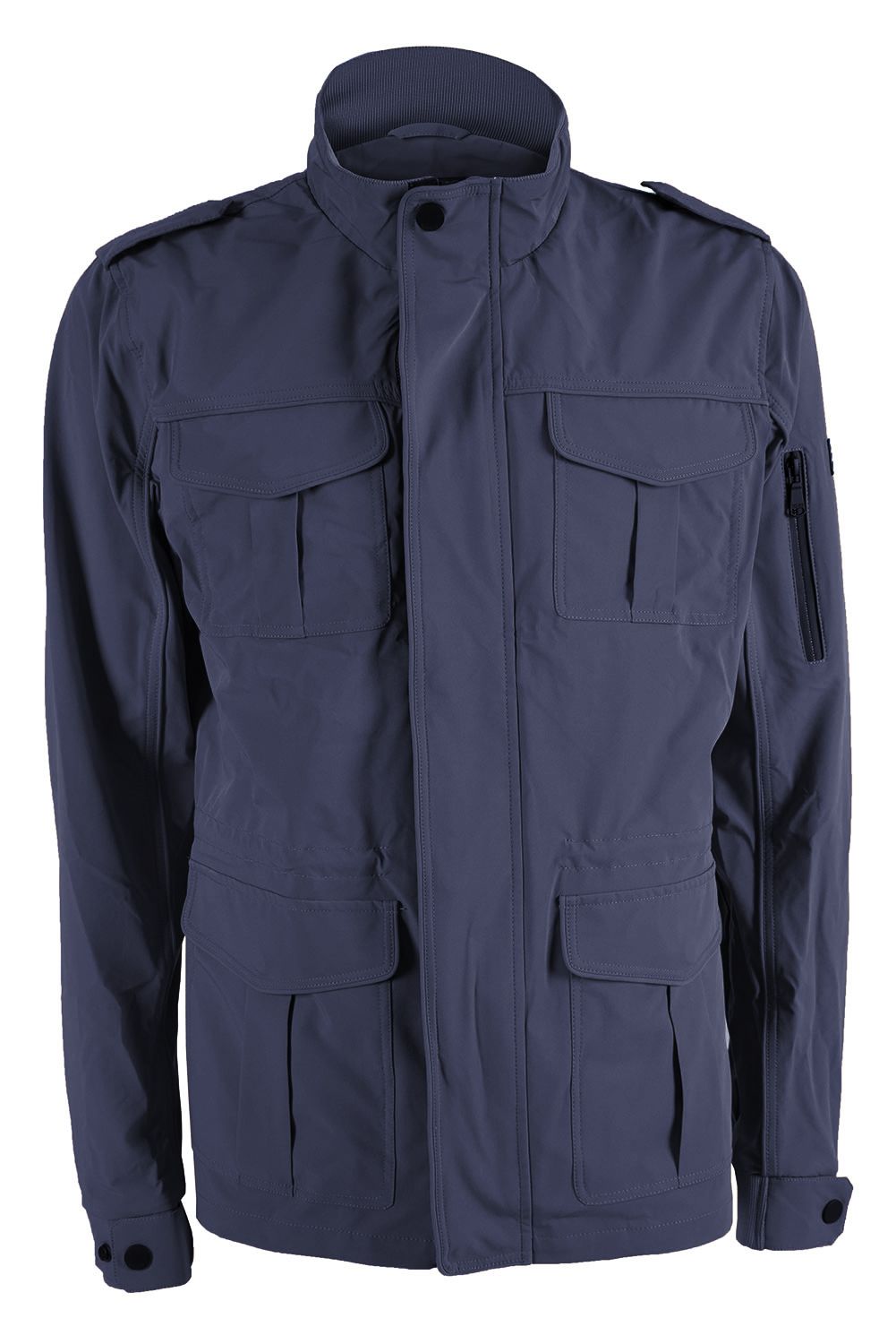 Yes Zee Sleek Blue Windbreaker with Multi-Pocket Design