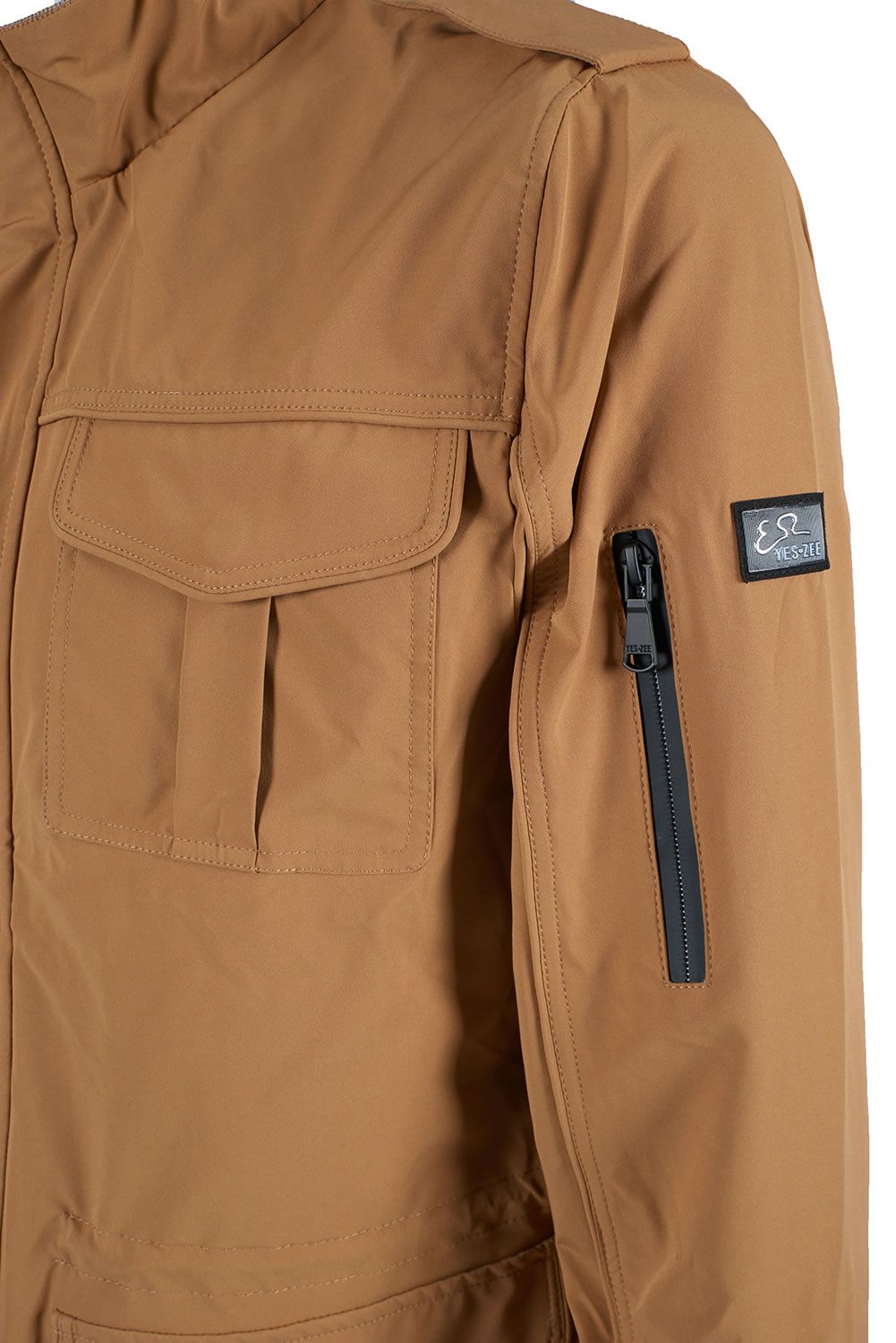 Yes Zee Sleek Brown Technical Fabric Windbreaker