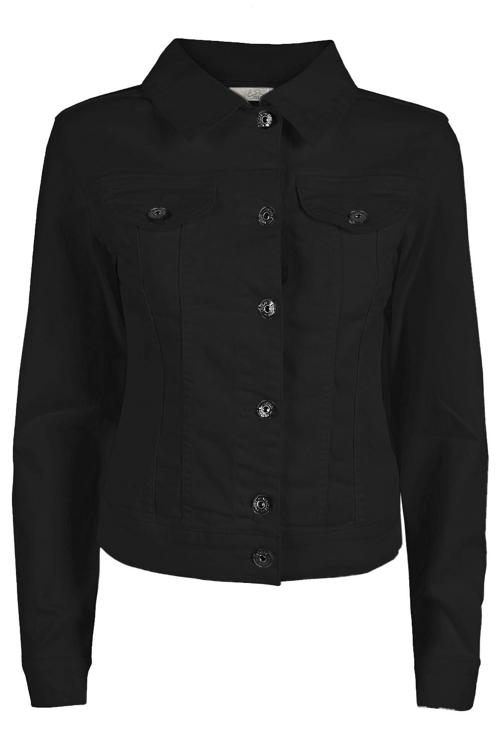 Yes Zee Sleek Black Denim Jacket with Button Closure