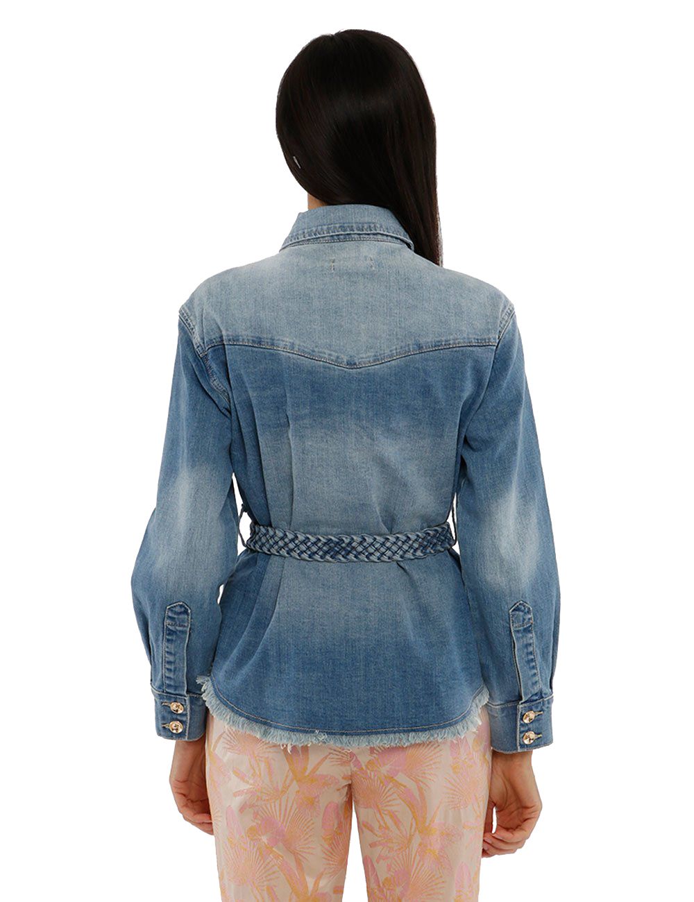 Yes Zee Chic Denim Ribbon Belt Jacket