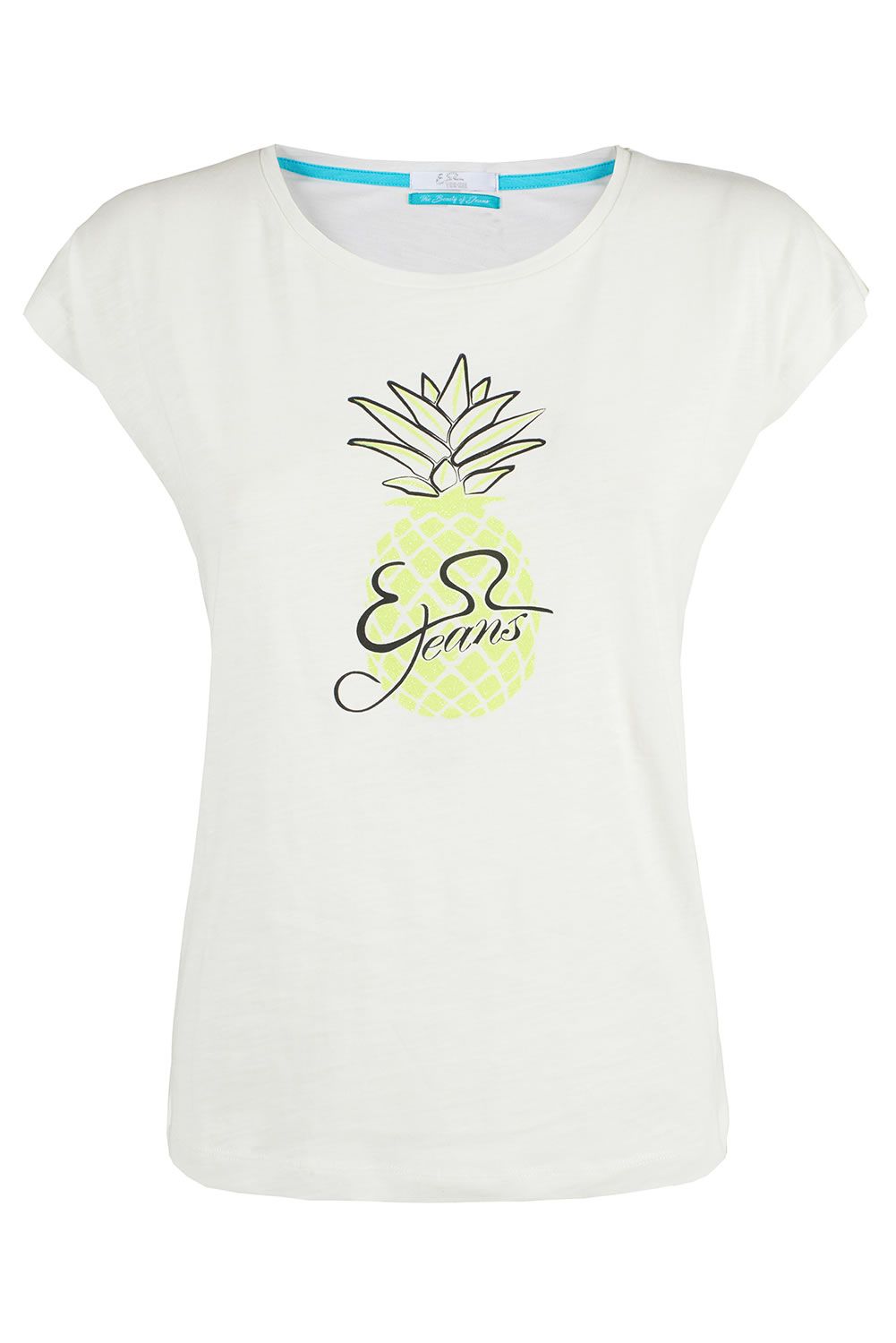 Yes Zee Glitter Print Chic White Tee for Women