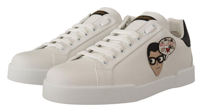 Dolce & Gabbana White Leather #dgfamily Casual Sneakers Shoes