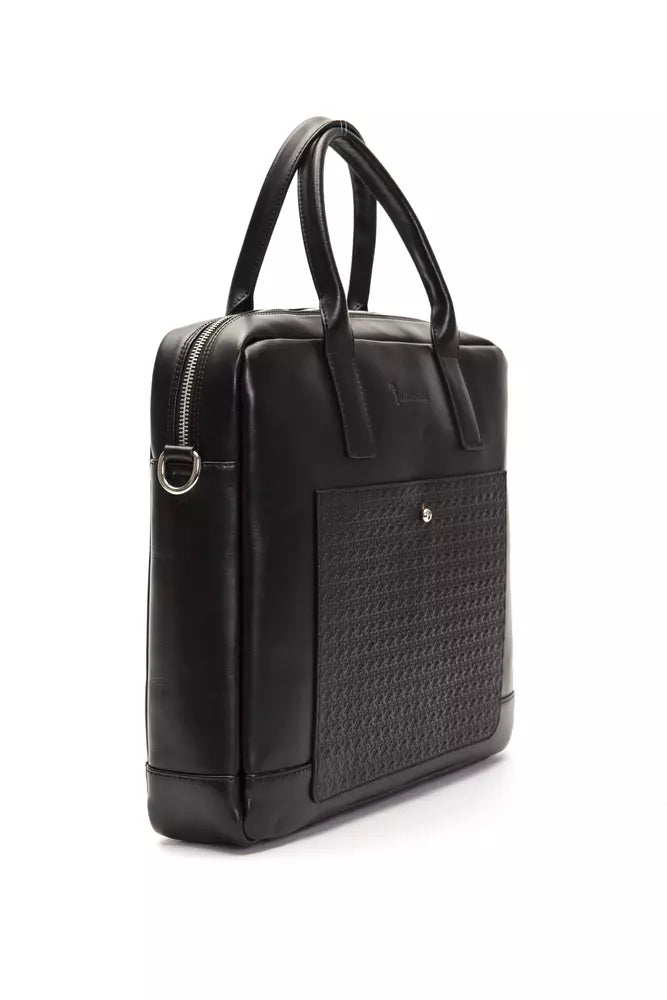 Billionaire Italian Couture Black Leather Briefcase