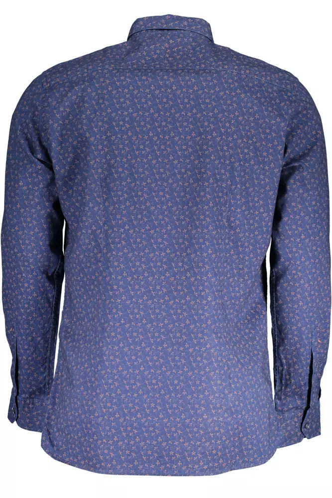 U.S. POLO ASSN. Sleek Blue Cotton Slim Shirt for Men