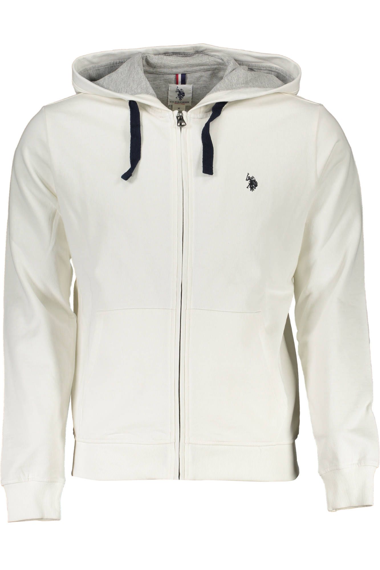 U.S. POLO ASSN. Elegant White Hooded Zip Sweatshirt with Embroidery