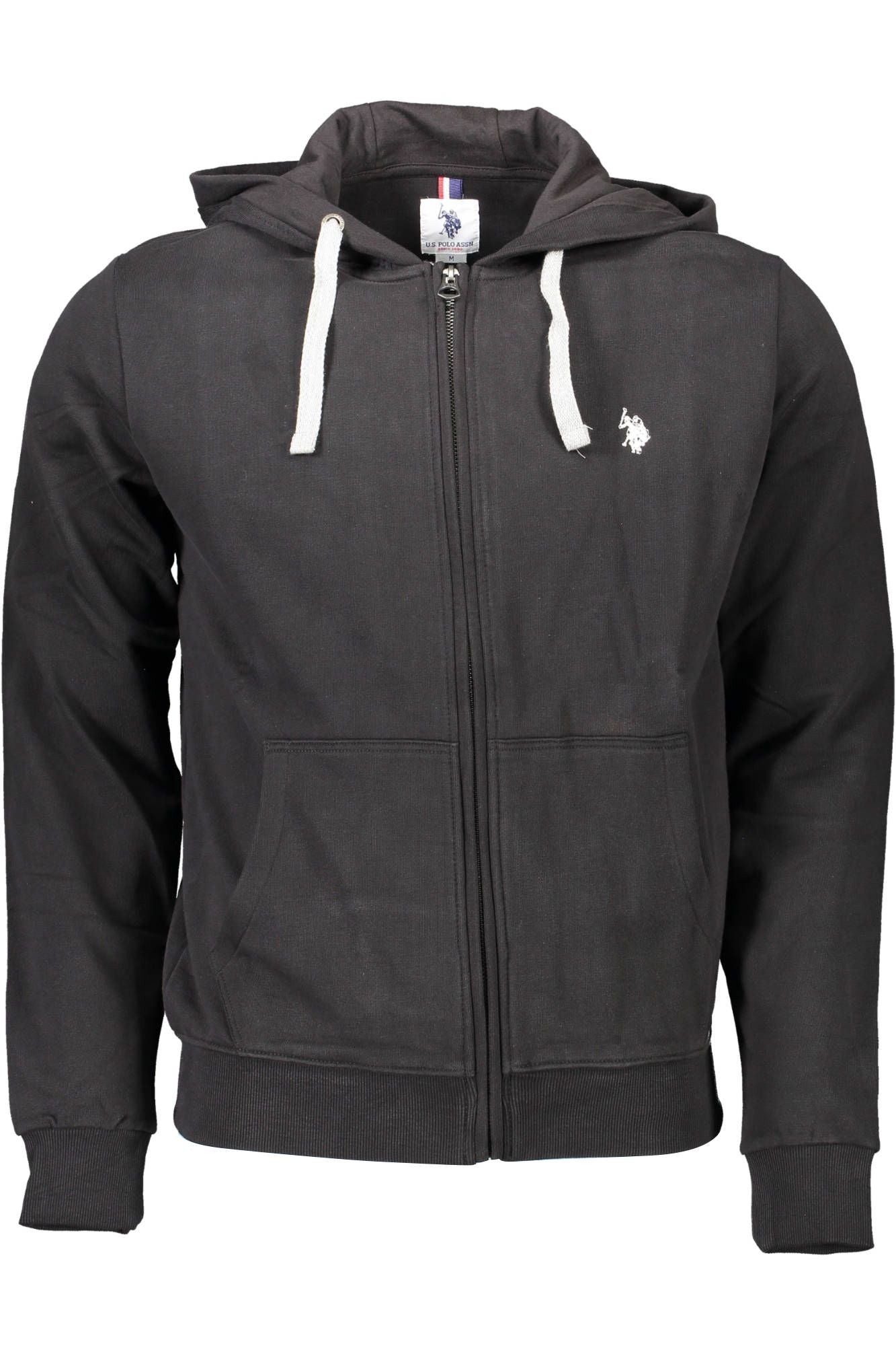 U.S. POLO ASSN. Sleek Black Hooded Sweatshirt with Zip Detail