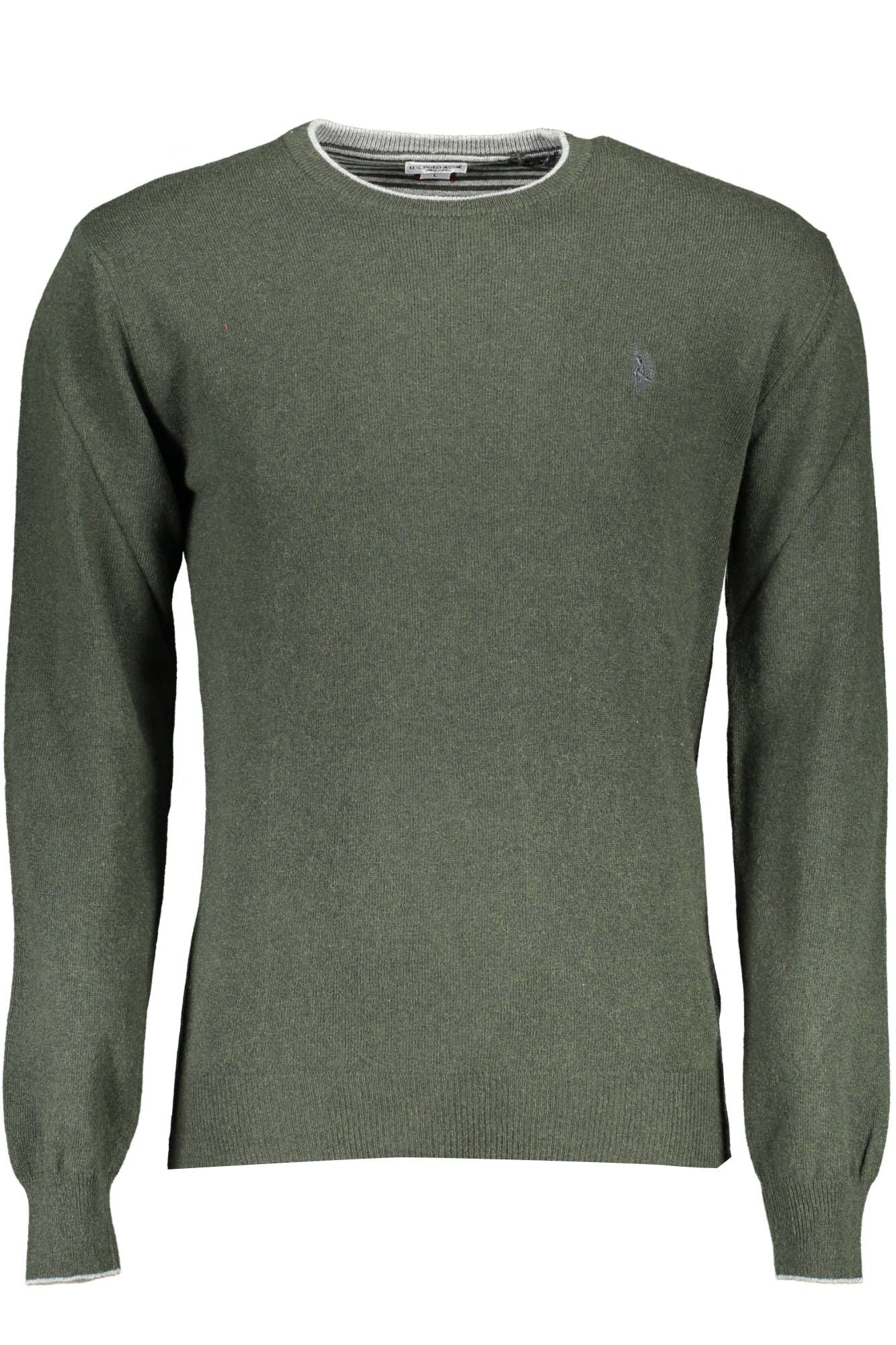 U.S. POLO ASSN. Green Wool Slim Sweater with Contrasting Details