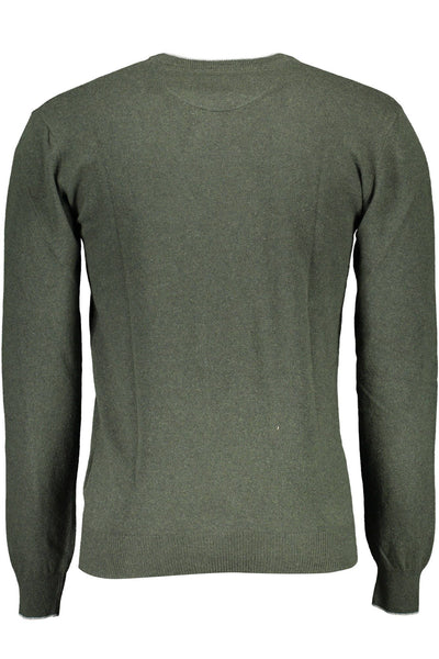 U.S. POLO ASSN. Green Wool Slim Sweater with Contrasting Details