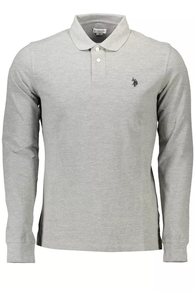 U.S. POLO ASSN. Elegant Long-Sleeved Polo Shirt in Gray