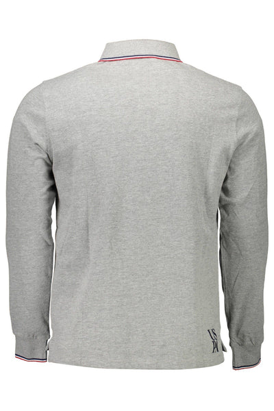 U.S. POLO ASSN. Elegant Long-Sleeved Gray Polo with Contrasting Details