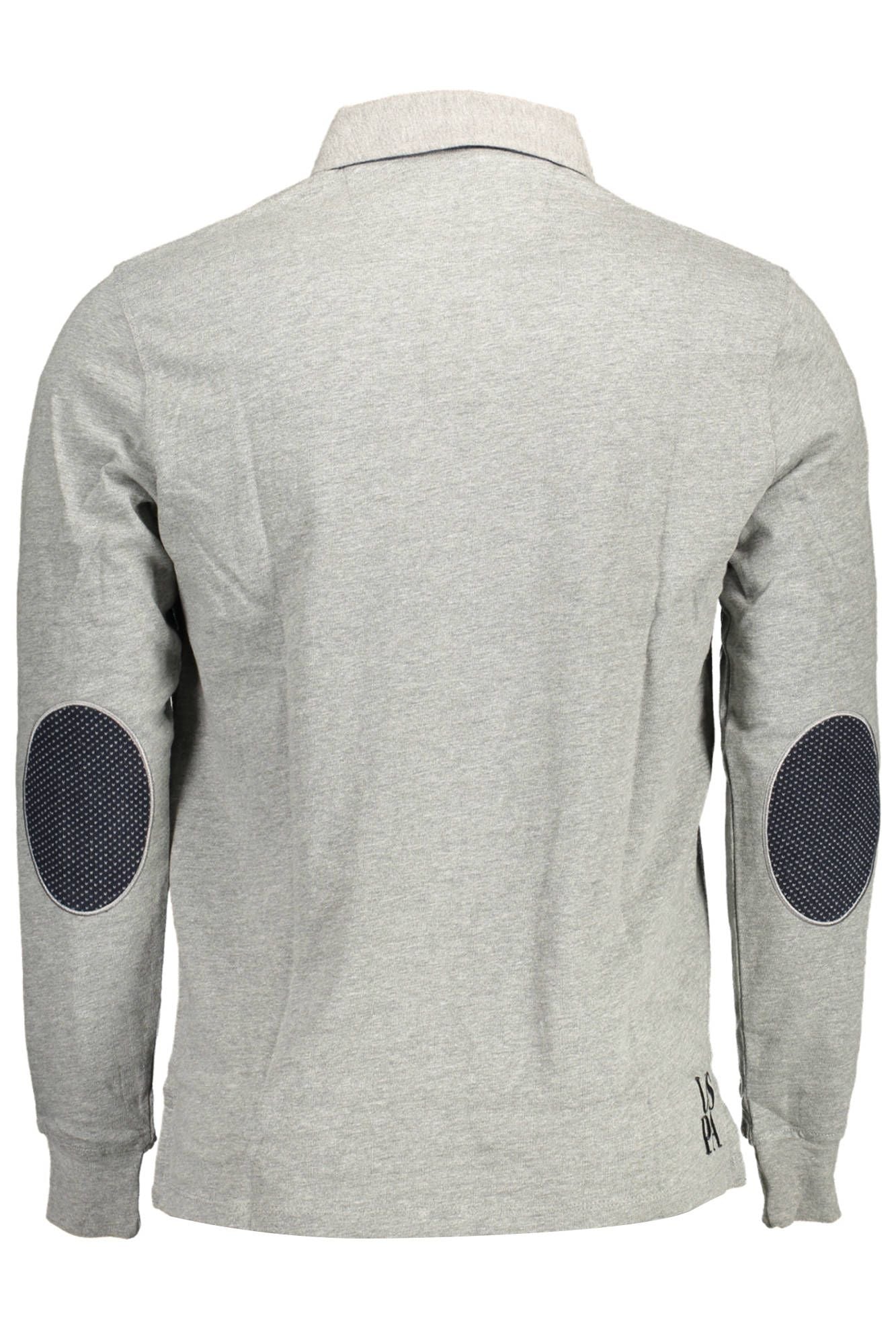 U.S. POLO ASSN. Elegant Gray Long-Sleeved Polo with Elbow Patches