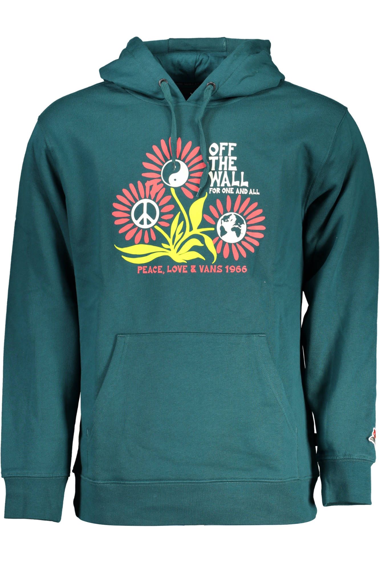 Vans Green Cotton Hooded Sweatshirt with Logo Print