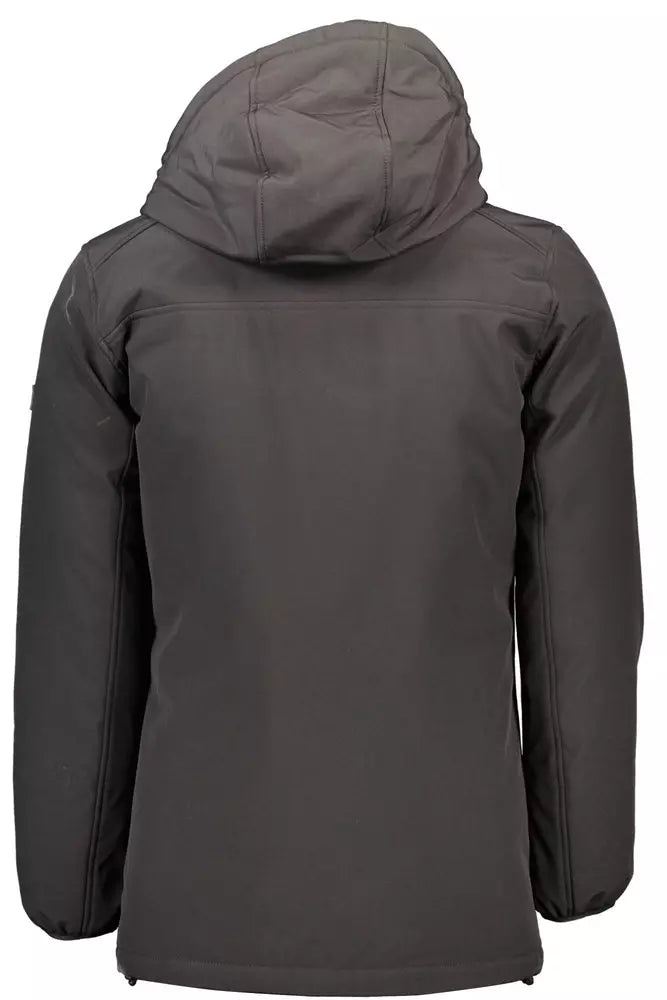 Yes Zee Double Hooded Long Sleeve Black Jacket